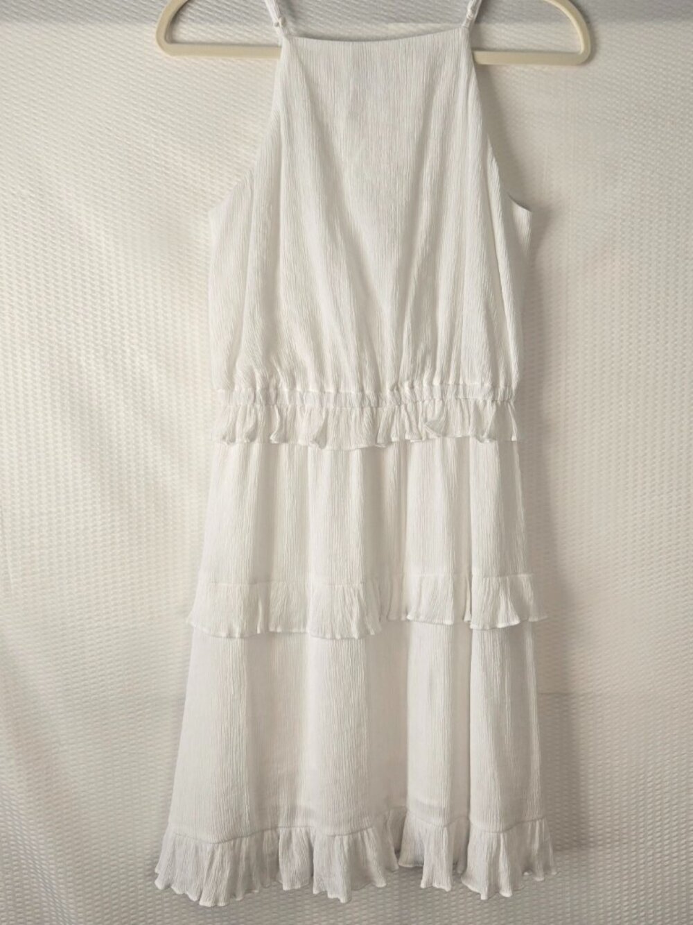 Bar III White Gathered Smocked Sleeveless Mini Boho Whimsical Dress Size XS
